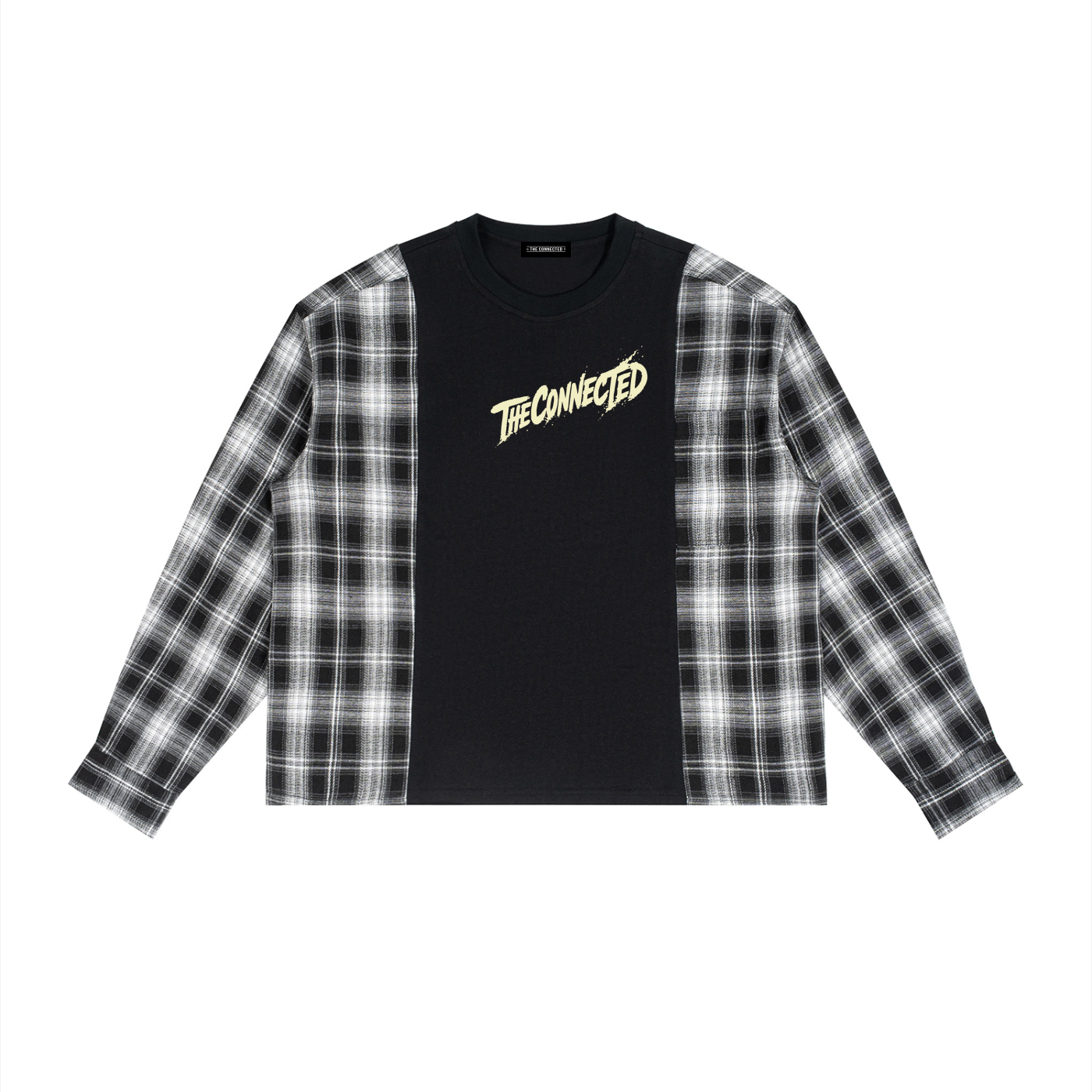 Plaid Panel Long Sleeve T-Shirt