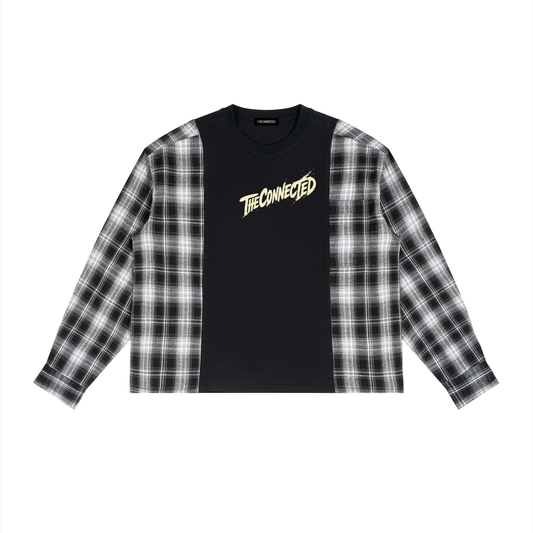 Plaid Panel Long Sleeve T-Shirt