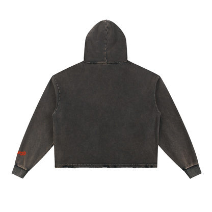 Vintage Washed Distressed-Hem Hoodie