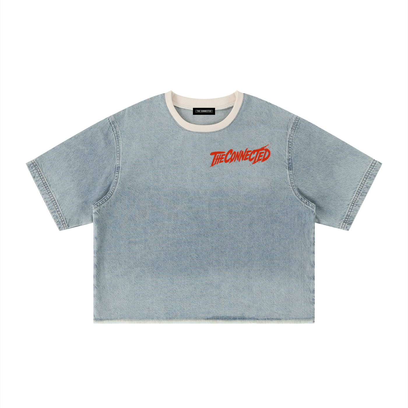 Vintage Wash Boxy Raw Hem Denim T-Shirt