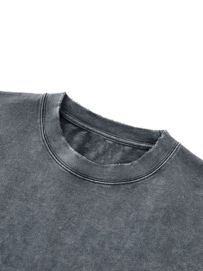 Snow Washed Raw-Hem Boxy T-shirt