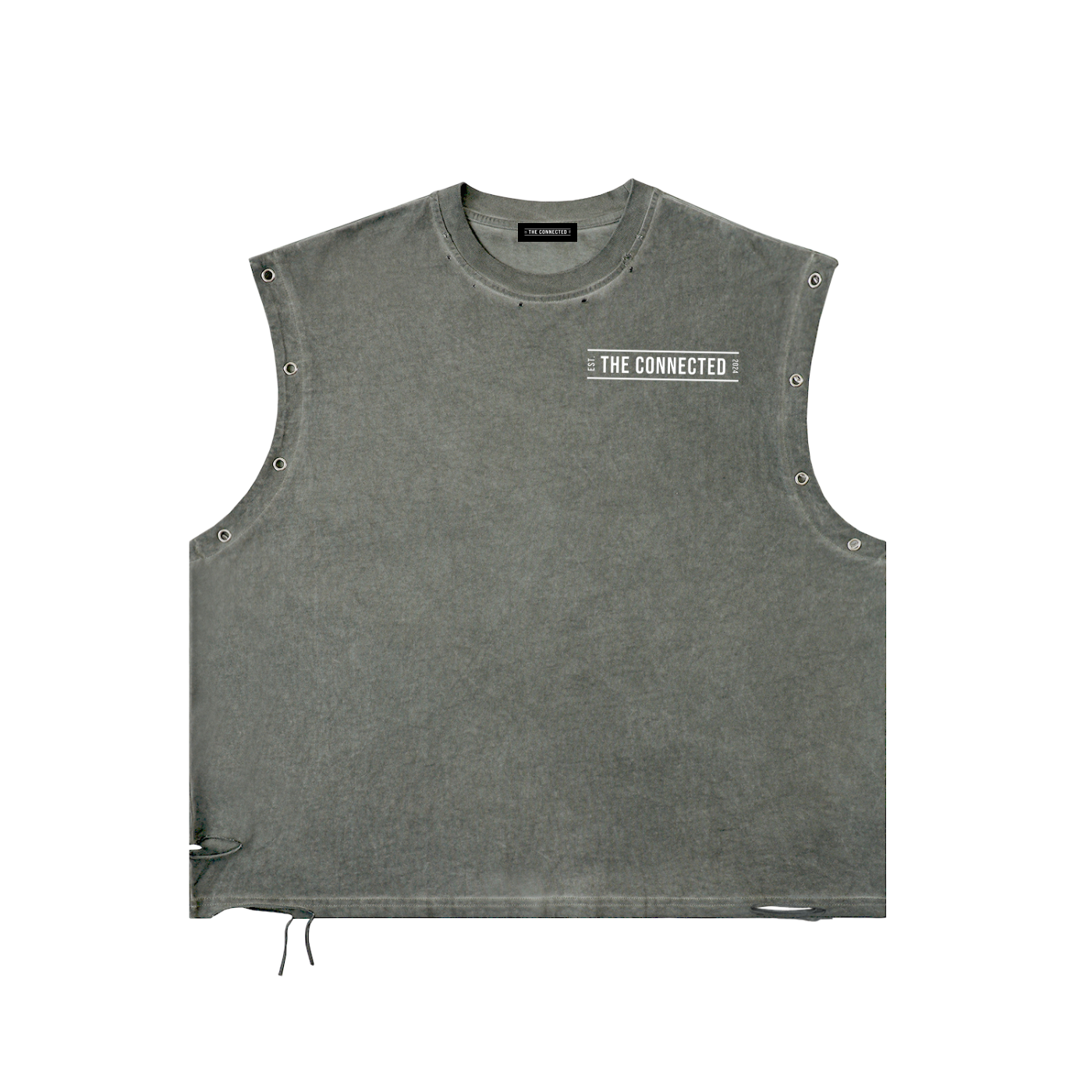 Vintage Washed Distressed Grommet Eyelet Tank Top