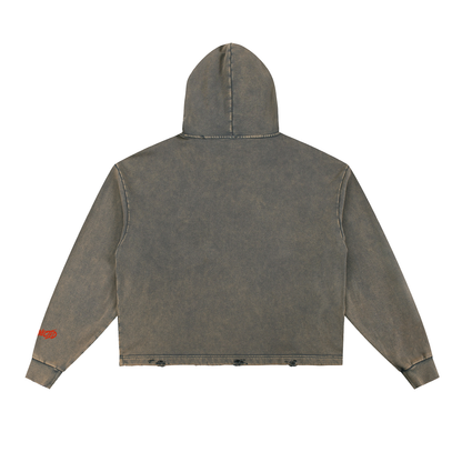Vintage Washed Distressed-Hem Hoodie