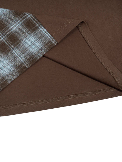 Plaid Panel Long Sleeve T-Shirt