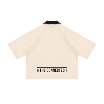 Collard Short Sleeve Boxy Button Up Shirt