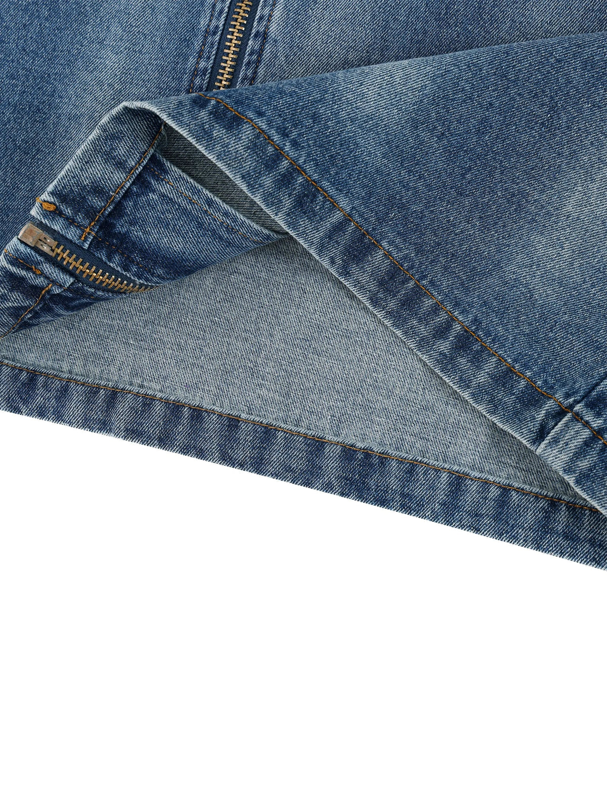 Vintage Washed Denim Collar Short Sleeve Shirt