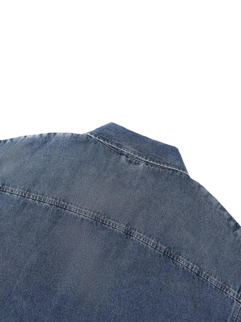 Vintage Wash Boxy Quarter-Zip Denim Shirt
