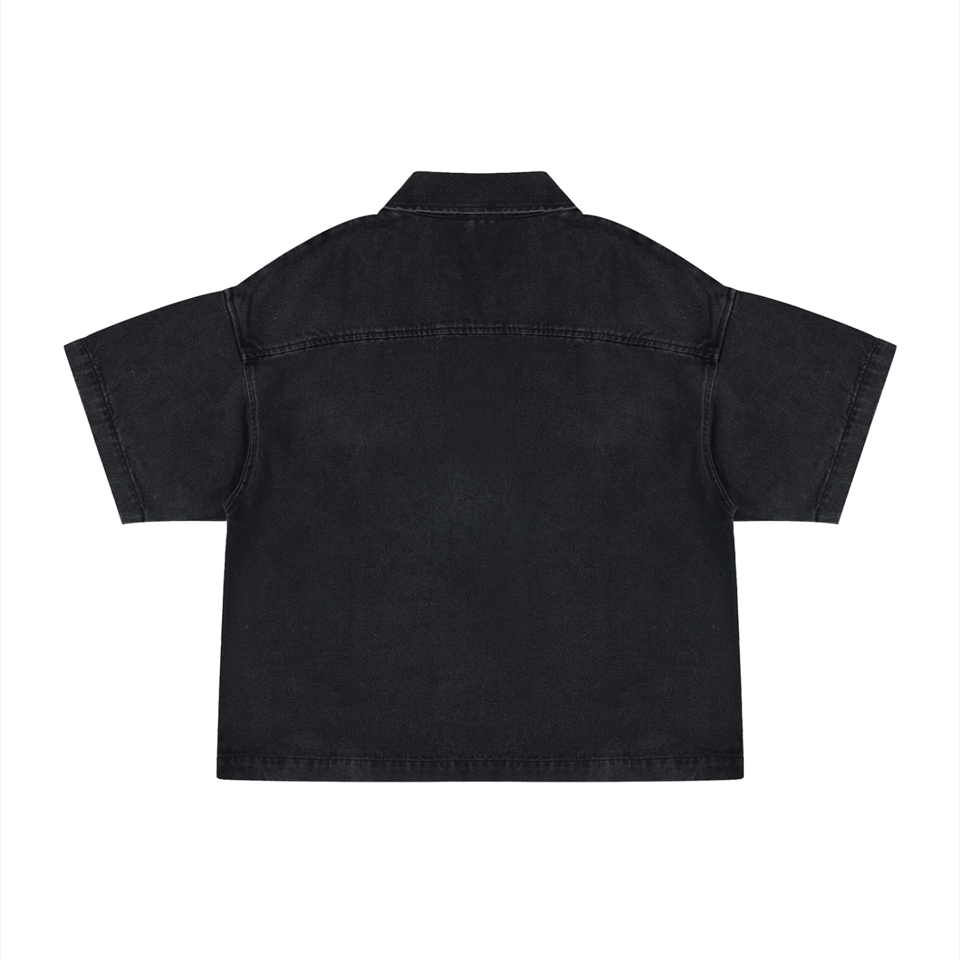 Vintage Wash Boxy Quarter-Zip Denim Shirt