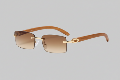 The Golden Timber Frames- Vintage Rimless UV-400 Protected Frames