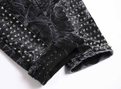 Midnight Ash Studded Jeans- Light Weight Casual Studded Design Denim Jeans