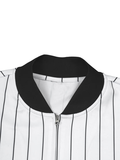 Striped Full-Zip Baseball Jersey