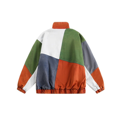 Retro Denim Jacket- Lightweight Denim Jacket With Unique Patchwork