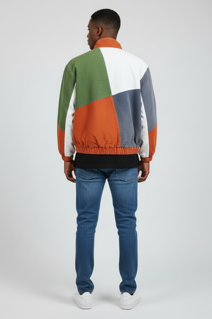 Retro Denim Jacket- Lightweight Denim Jacket With Unique Patchwork