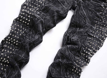 Midnight Ash Studded Jeans- Light Weight Casual Studded Design Denim Jeans
