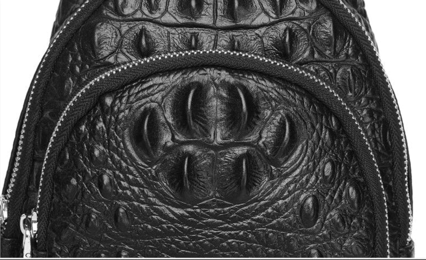 Black Gator Crossbody Messenger Bag