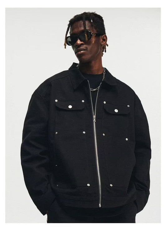 Black Cat Mens Denim Jacket- Light Weight Cotton Collard Denim Jacket