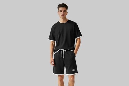 Lux Waffle Lounge Set- Lightweight Casual Men's Polyester Set