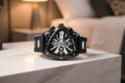 Quartz Tri-Bezel Watch-  Mens Illuminating Elegant Tri-Bezel Watch