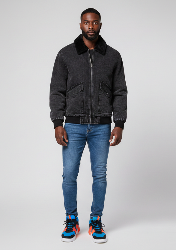 Cashmere Mens Street Denim Jacket- Light Weight Cashmere Winter Jacket