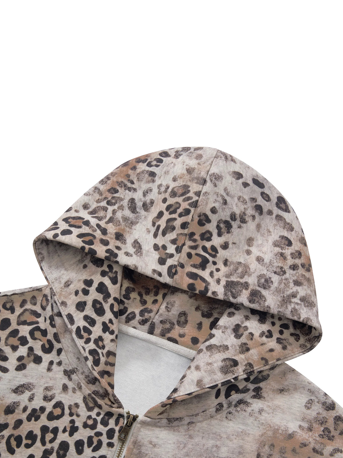 Vintage Wash Leopard Full Zip Hoodie