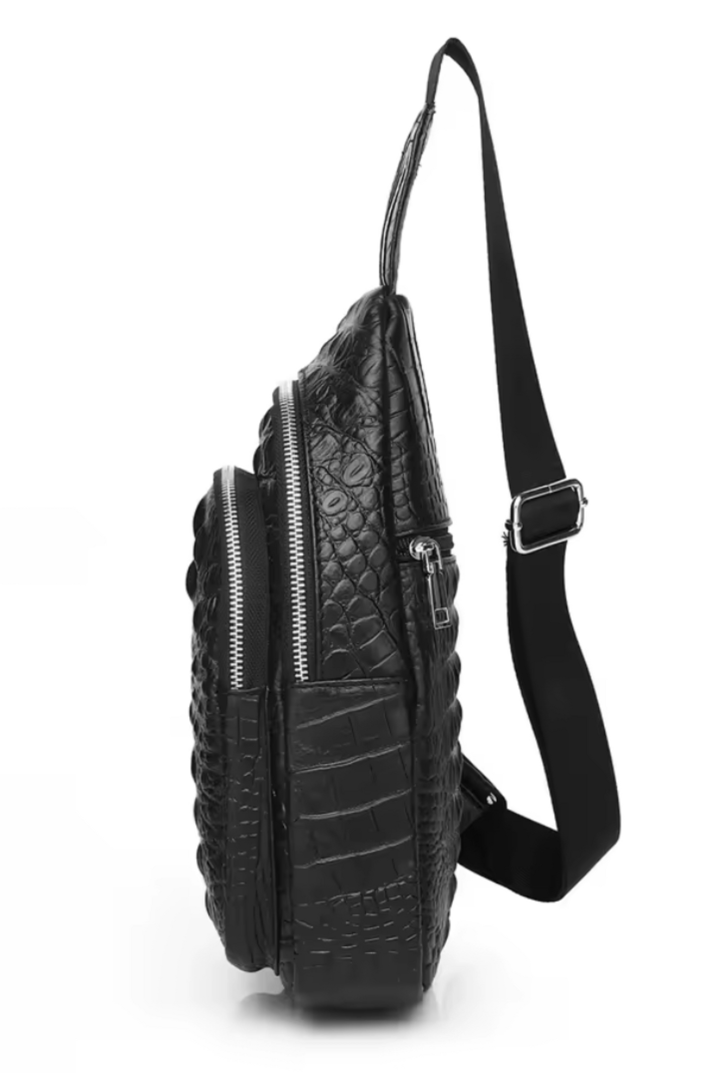 Black Gator Crossbody Messenger Bag