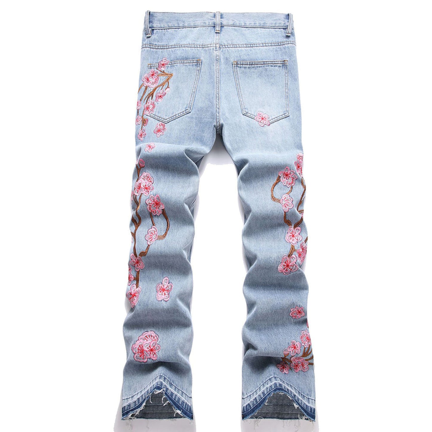 Stacked Cherry Blossom Distressed Denim Jeans