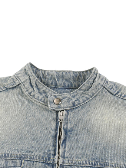 Vintage Wash Zip Denim Jacket