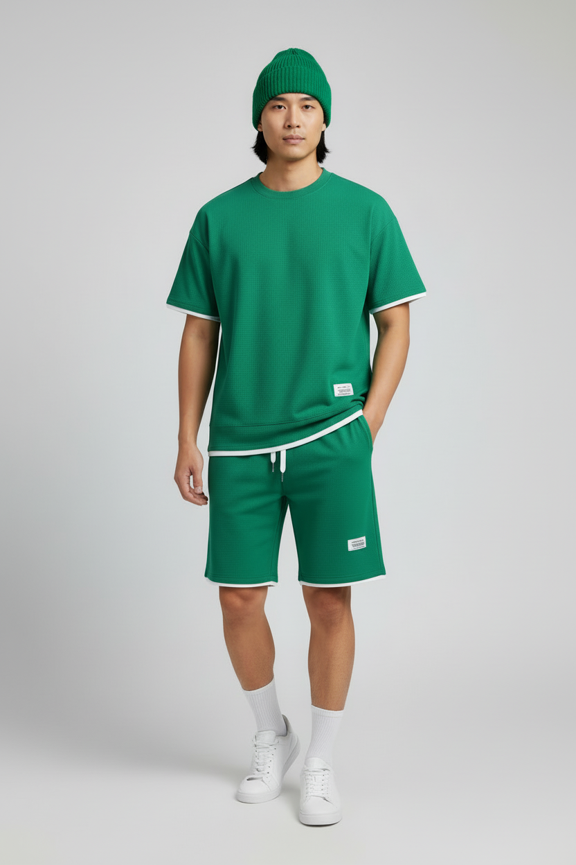 Lux Waffle Lounge Set- Lightweight Casual Men's Polyester Set