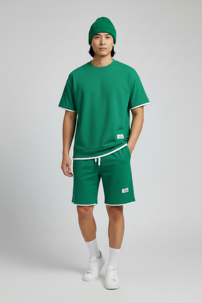 Lux Waffle Lounge Set- Lightweight Casual Men's Polyester Set
