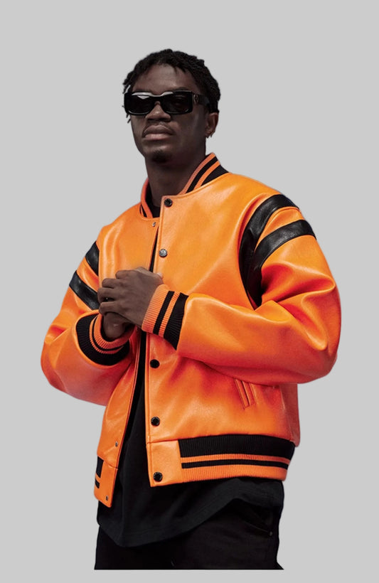 Street Luxe Mens  Leather Bomber Jacket