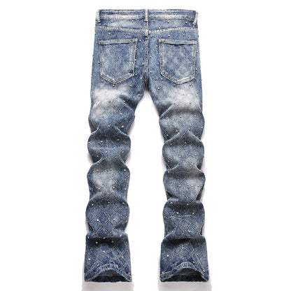 Frostbite Diamond Studded Denim Jeans- Men's Light Weight Cotton Casual Denim Jeans