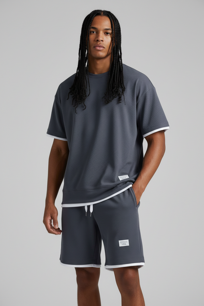 Lux Waffle Lounge Set- Lightweight Casual Men's Polyester Set