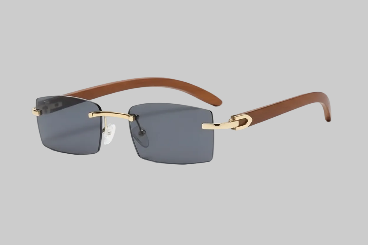 The Golden Timber Frames- Vintage Rimless UV-400 Protected Frames