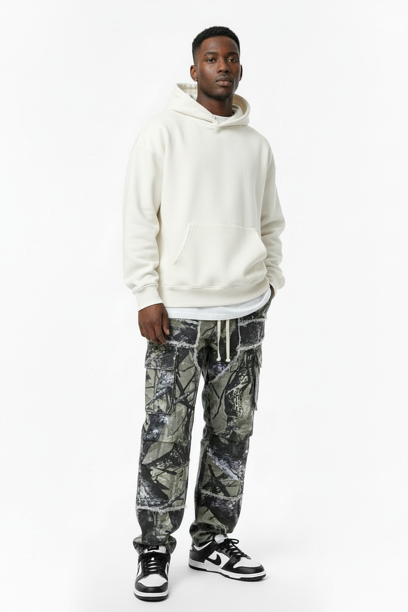 Baggy Woodland Mens Cargos- Light Weight Cotton Casaual Camouflage Cargos