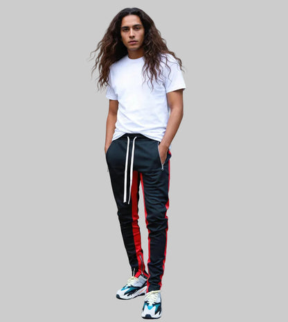 Mens Street Track Runner Pants- Light Weight Track Pants With Strecth