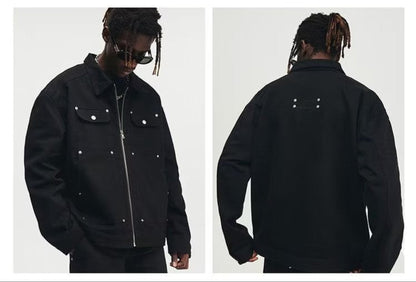 Black Cat Mens Denim Jacket- Light Weight Cotton Collard Denim Jacket