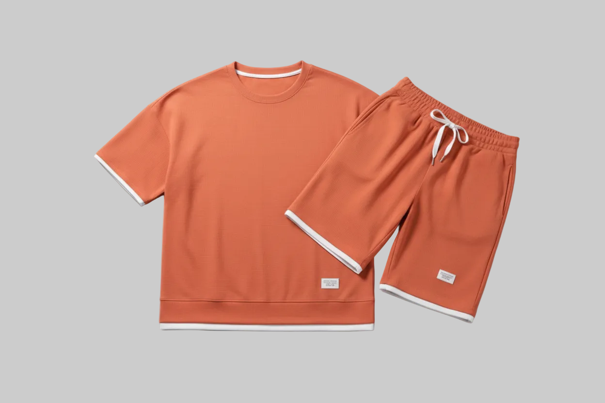 Lux Waffle Lounge Set- Lightweight Casual Men's Polyester Set