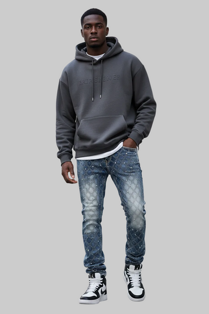 Frostbite Diamond Studded Denim Jeans- Men's Light Weight Cotton Casual Denim Jeans