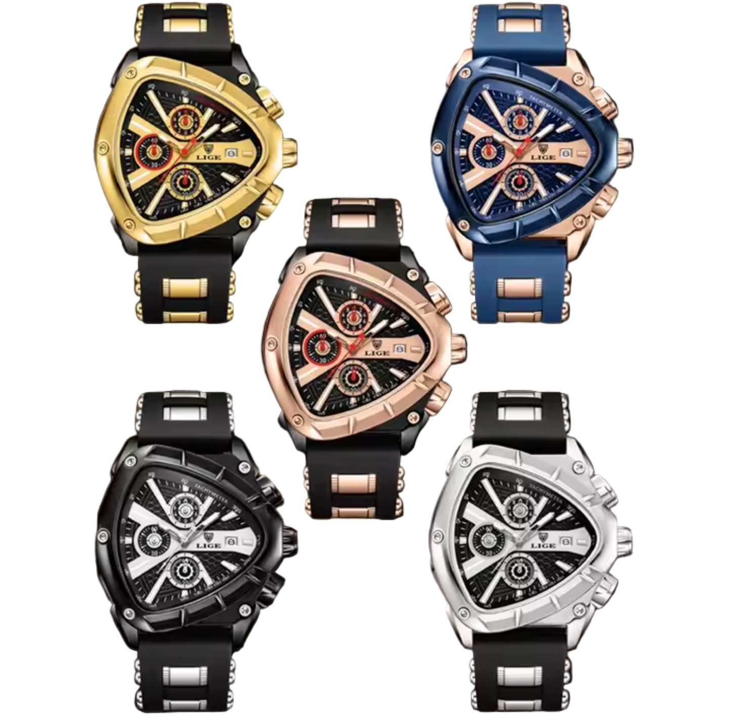 Tri- Bezel Quartz Performance Waterproof Watch