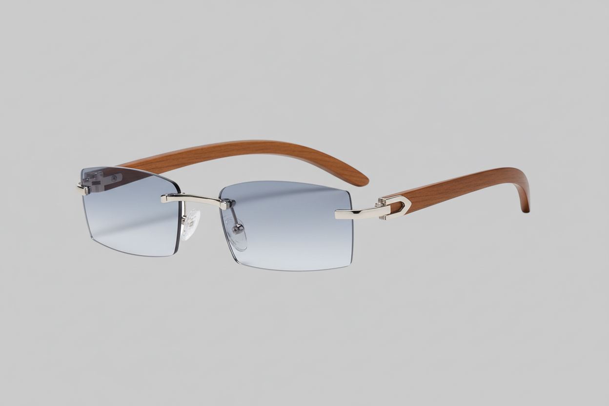 The Golden Timber Frames- Vintage Rimless UV-400 Protected Frames