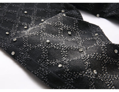 Frostbite Diamond Studded Denim Jeans- Men's Light Weight Cotton Casual Denim Jeans