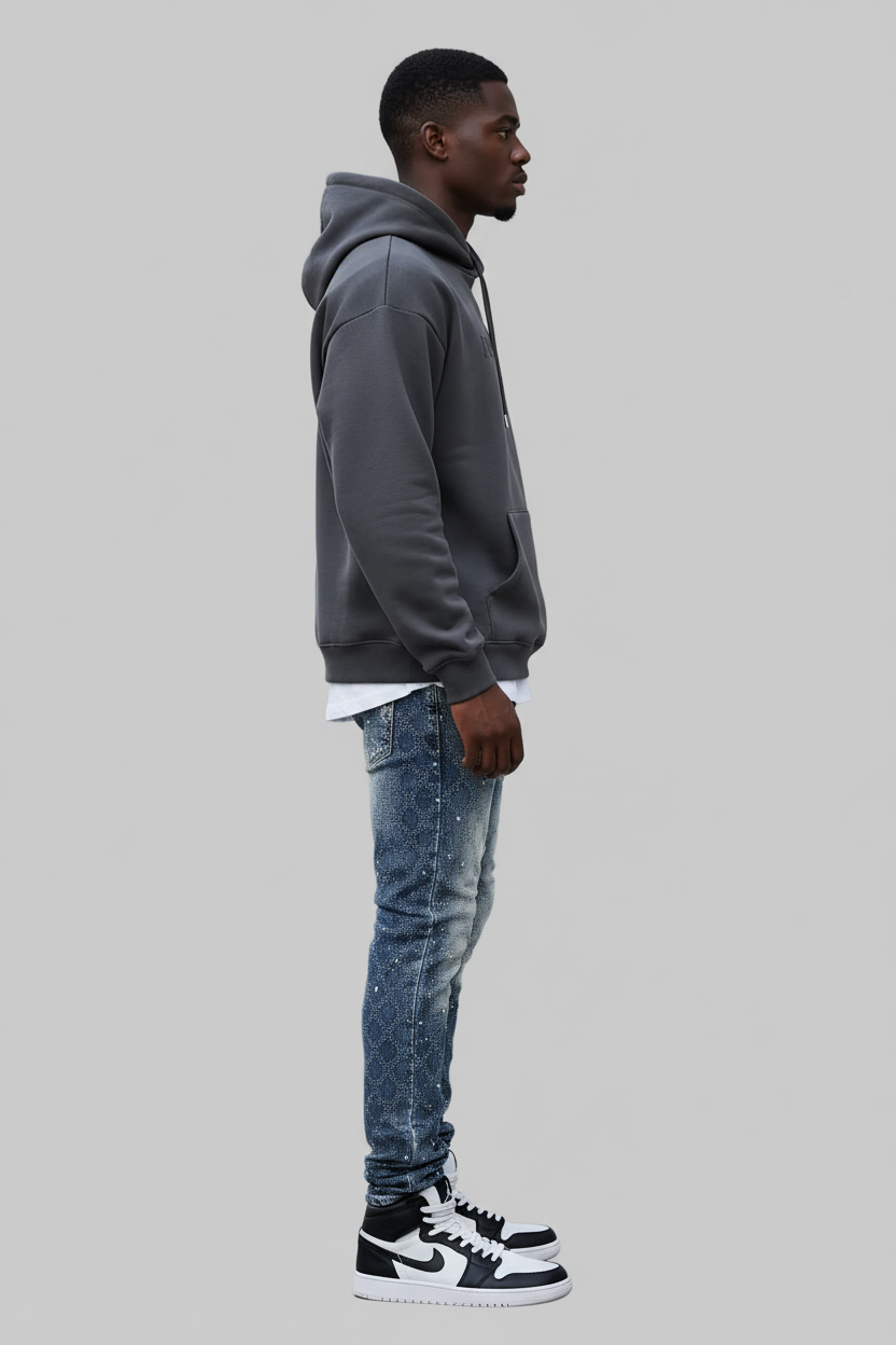 Frostbite Diamond Studded Denim Jeans- Men's Light Weight Cotton Casual Denim Jeans