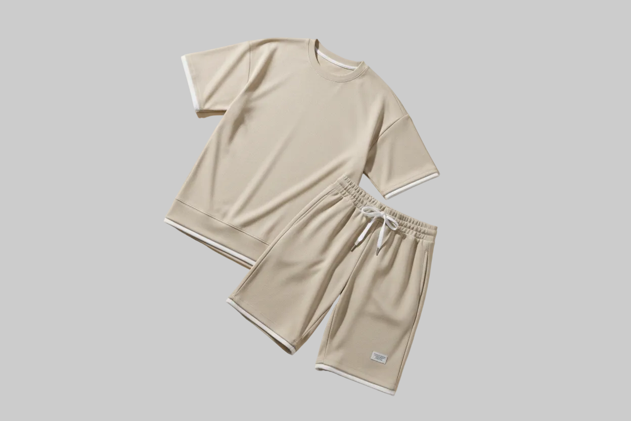 Lux Waffle Lounge Set- Lightweight Casual Men's Polyester Set
