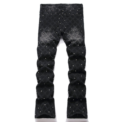 Frostbite Diamond Studded Denim Jeans- Men's Light Weight Cotton Casual Denim Jeans