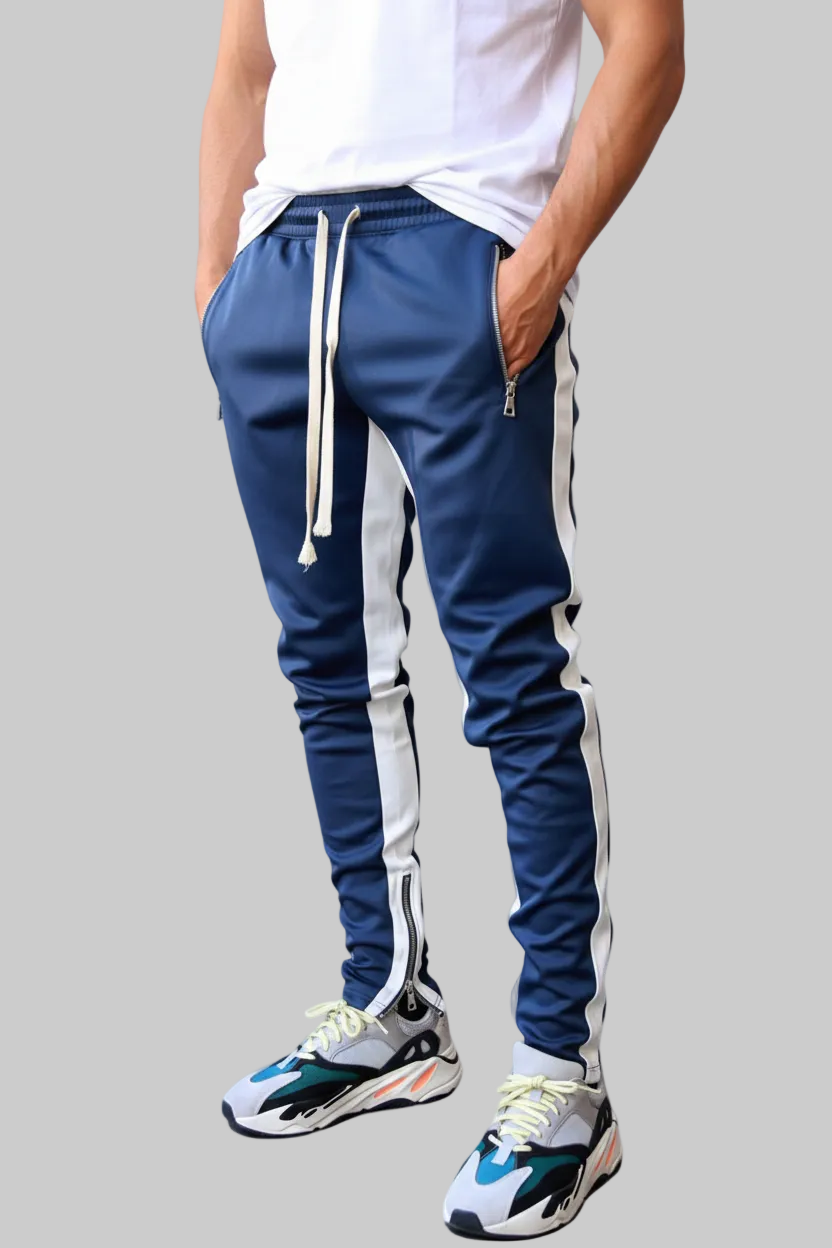 Mens Street Track Runner Pants- Light Weight Track Pants With Strecth