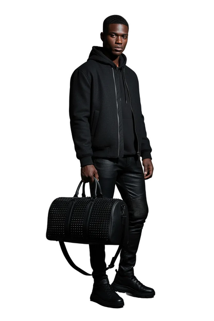 Midnight Lux Duffle Bag- Lightweight Travel Utility Bag With Studded Design