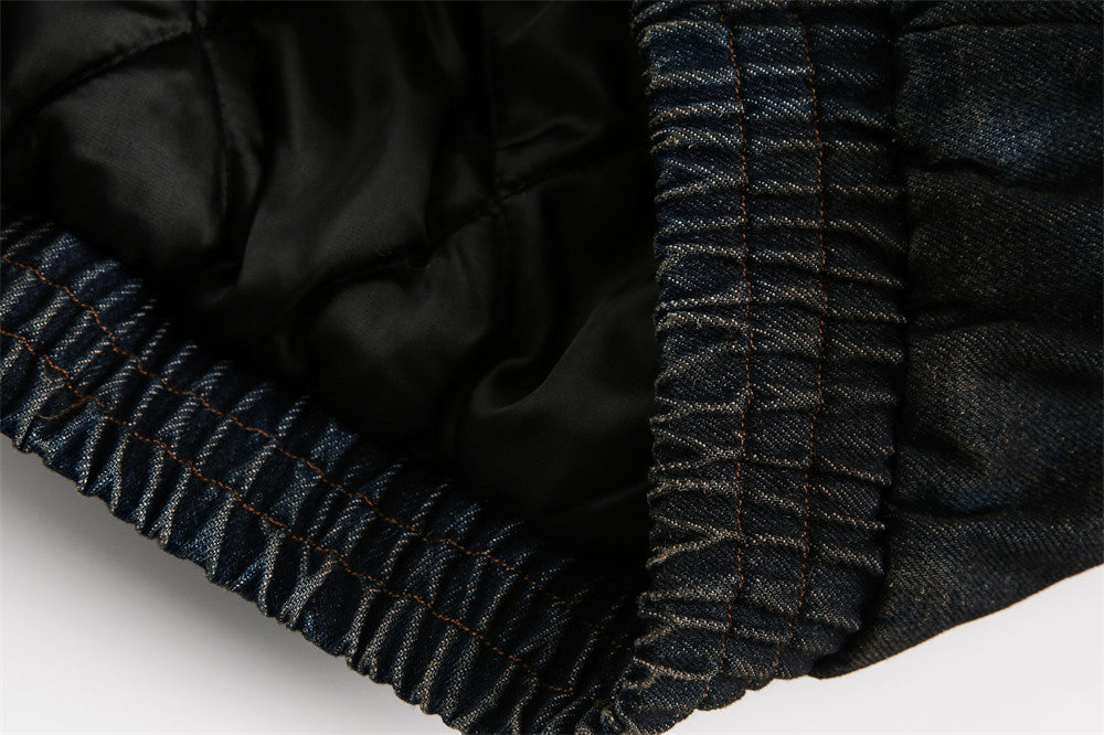 Vintage Denim Faux Fur Hoodie