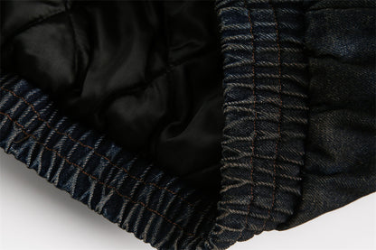 Vintage Denim Faux Fur Hoodie