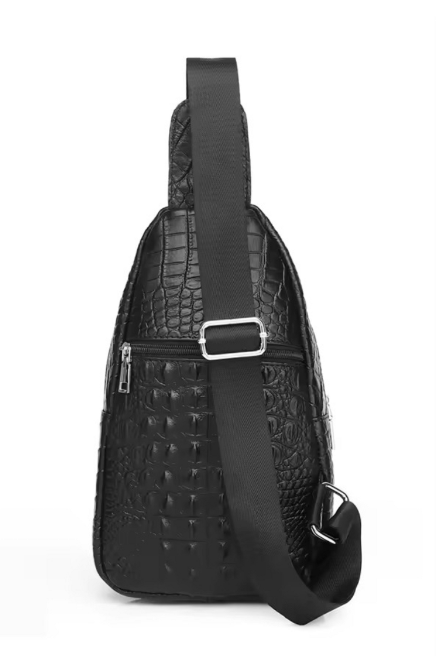 Black Gator Crossbody Messenger Bag