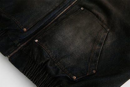Vintage Denim Faux Fur Hoodie